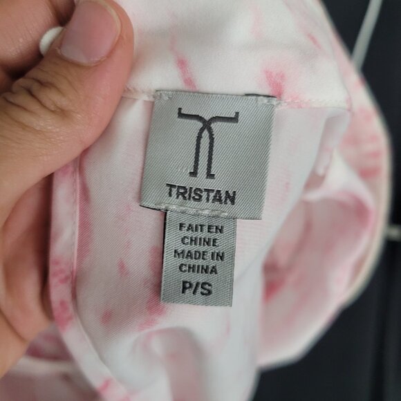 Tristan Pink & White Sleeveless Halter Neck Tank Business Casual Blouse Sz Small - Picture 5 of 9